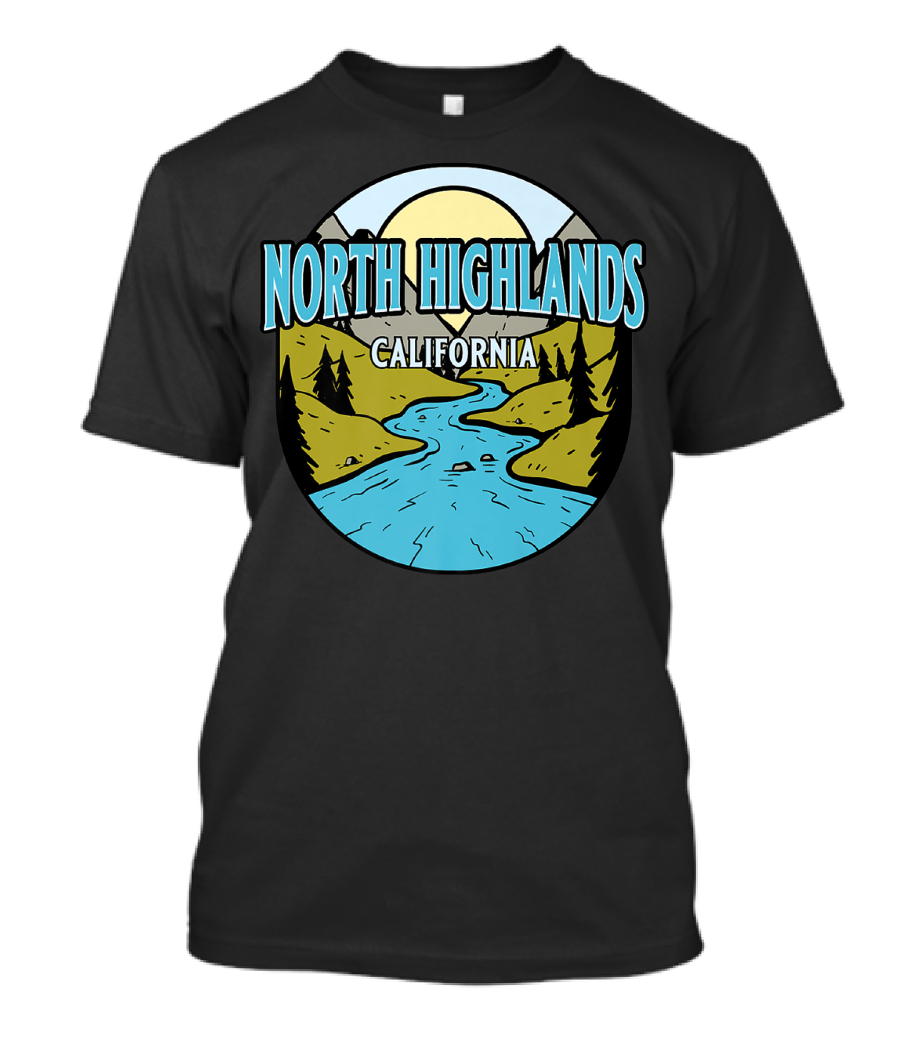 North Highlands California Scenic River Vintage Landscape T-Shirt
