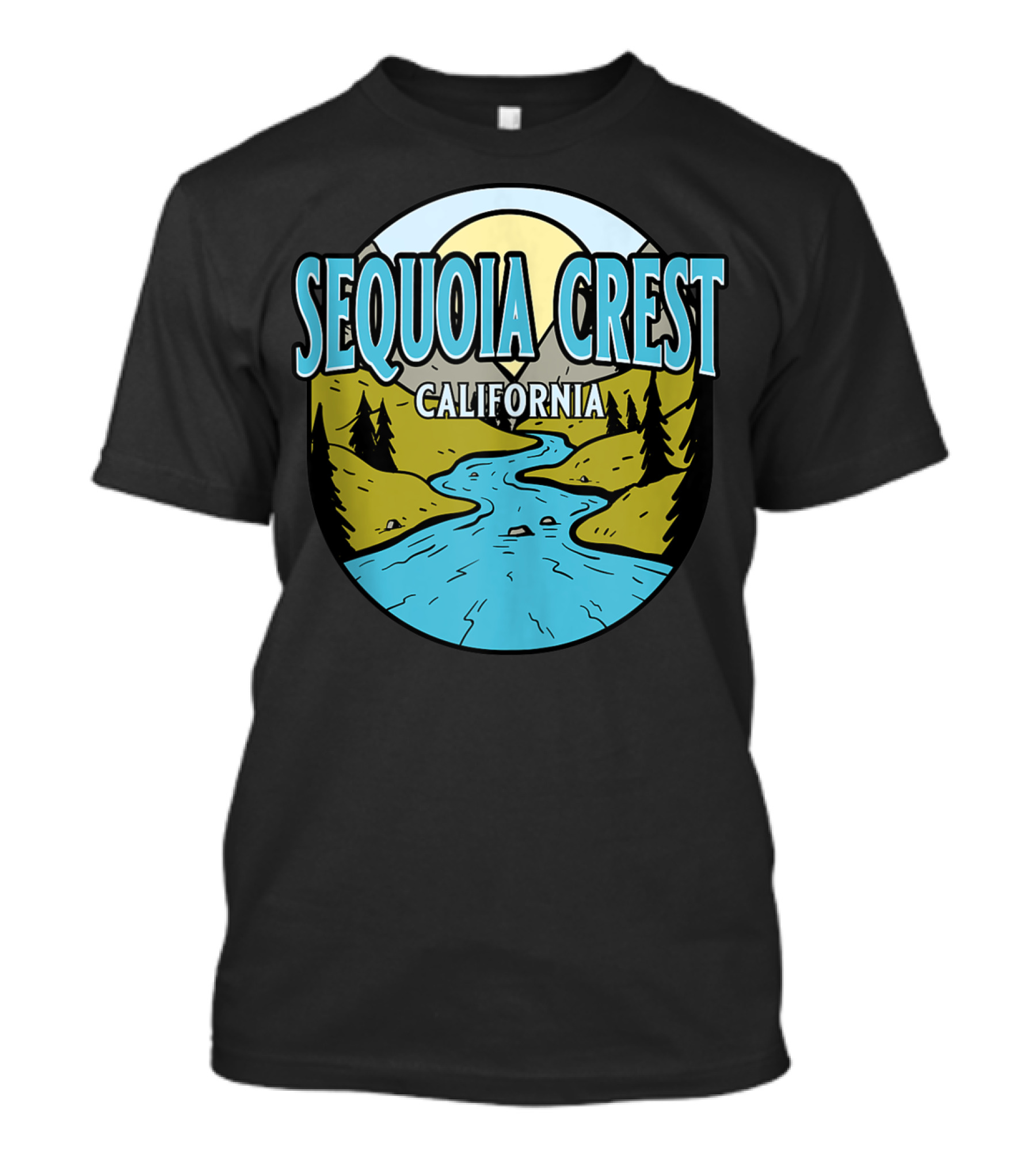 Sequoia Crest California Scenic River Valley Retro Nature Scene T-Shirt