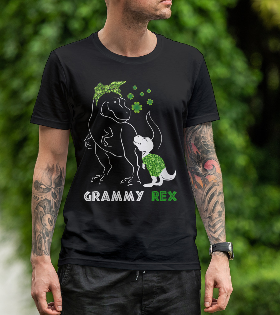 GRAMMY REX Irish Shamrock Dinosaurs T-Shirt