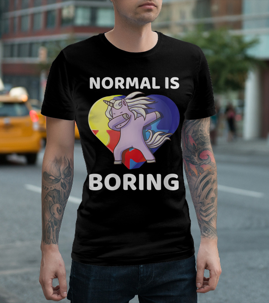 Normal Is Boring Unicorn Dancing Autism Awareness T-Shirt