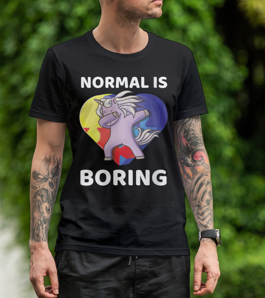 Normal Is Boring Unicorn Dancing Autism Awareness T-Shirt
