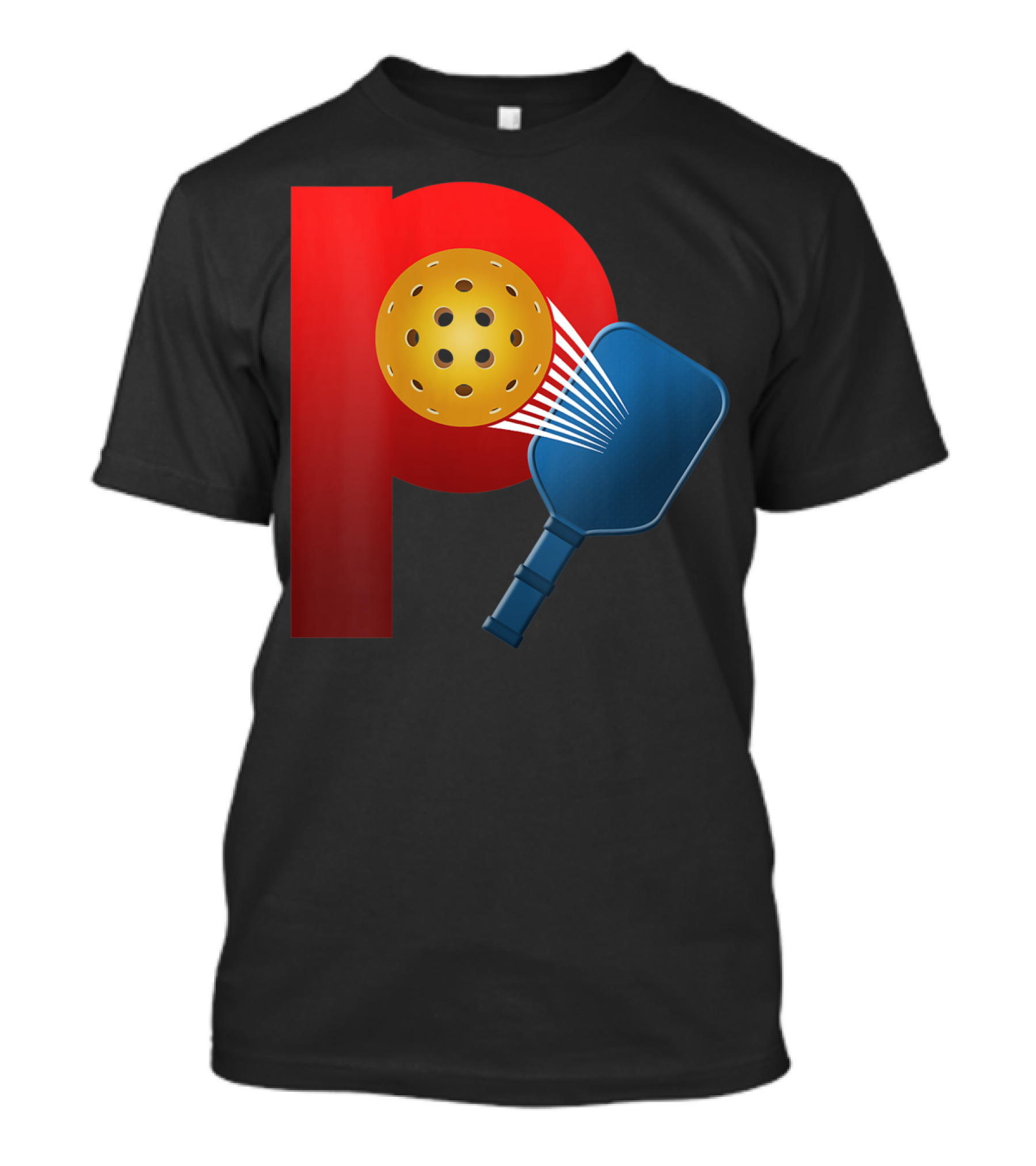 Power Pickleball Paddle And Ball Impact On Bold Red P T-Shirt
