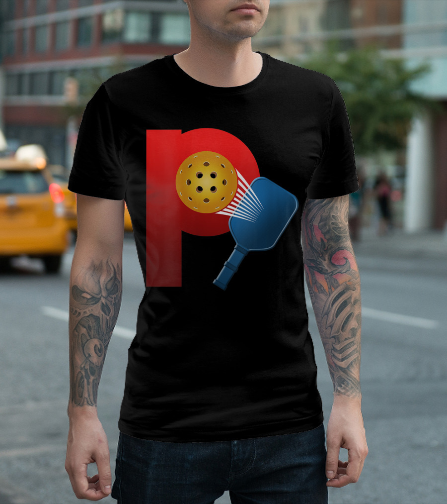 Power Pickleball Paddle And Ball Impact On Bold Red P T-Shirt