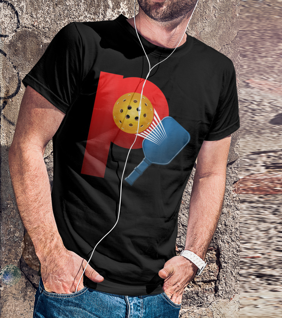Power Pickleball Paddle And Ball Impact On Bold Red P T-Shirt