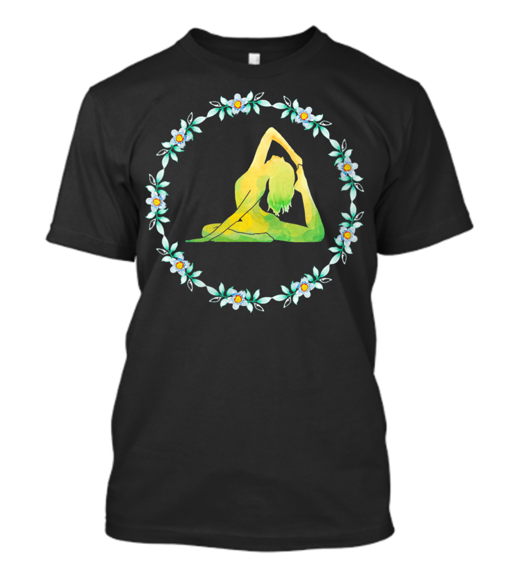 Yoga Meditation 7 Chakras Om Zen Lotus Pose Floral Circle T-Shirt
