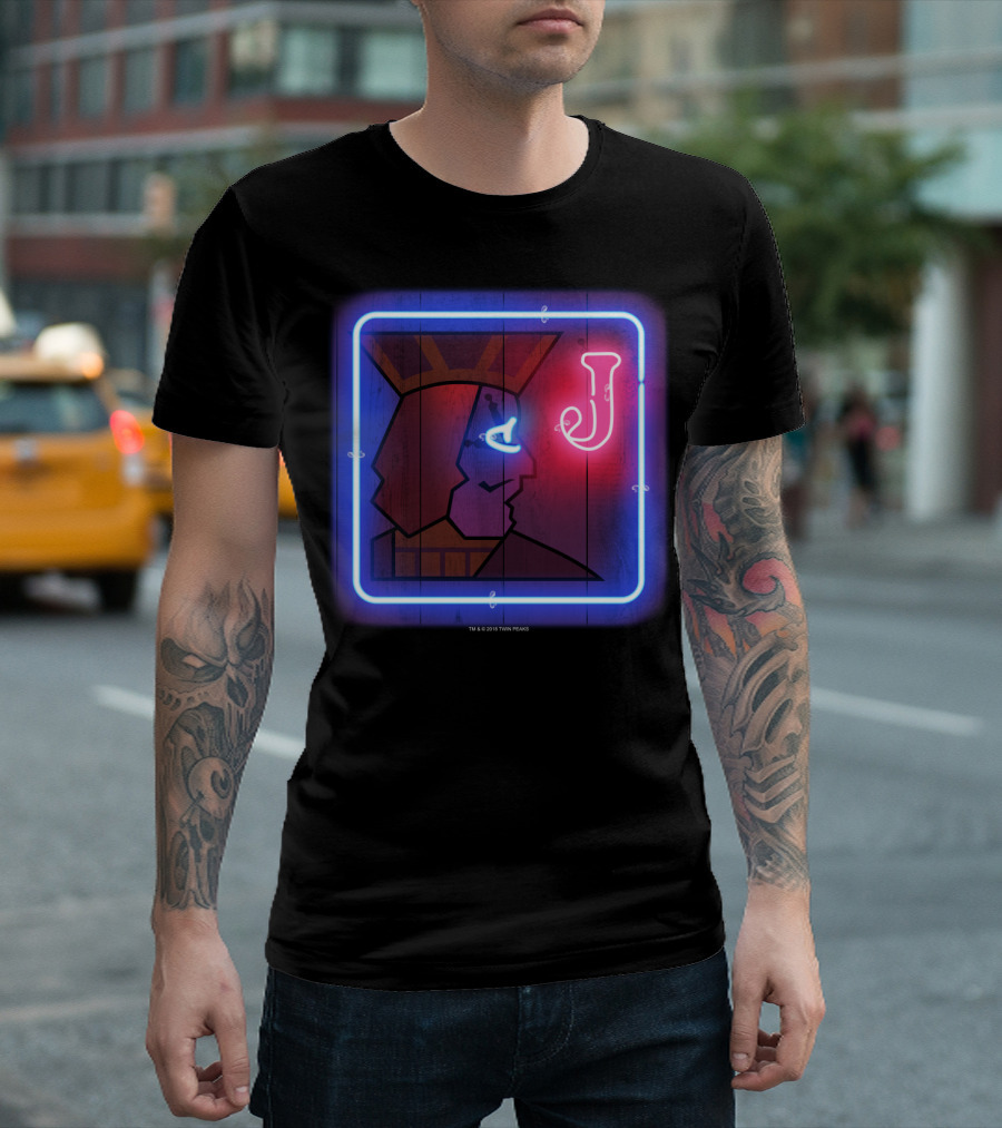 Twin Peaks One Eyed Jack's Neon King Profile J Sign T-Shirt