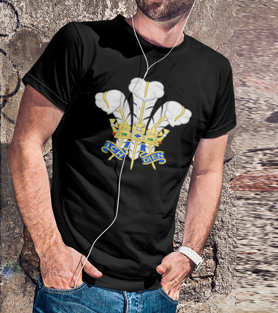 Vintage Style Wales Rugby Ich Dien Classic Crest T-Shirt