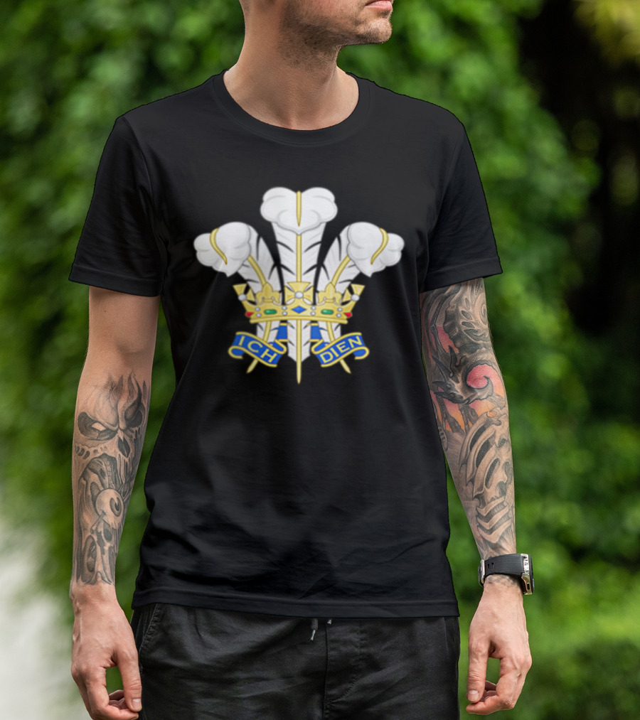 Vintage Style Wales Rugby Ich Dien Classic Crest T-Shirt