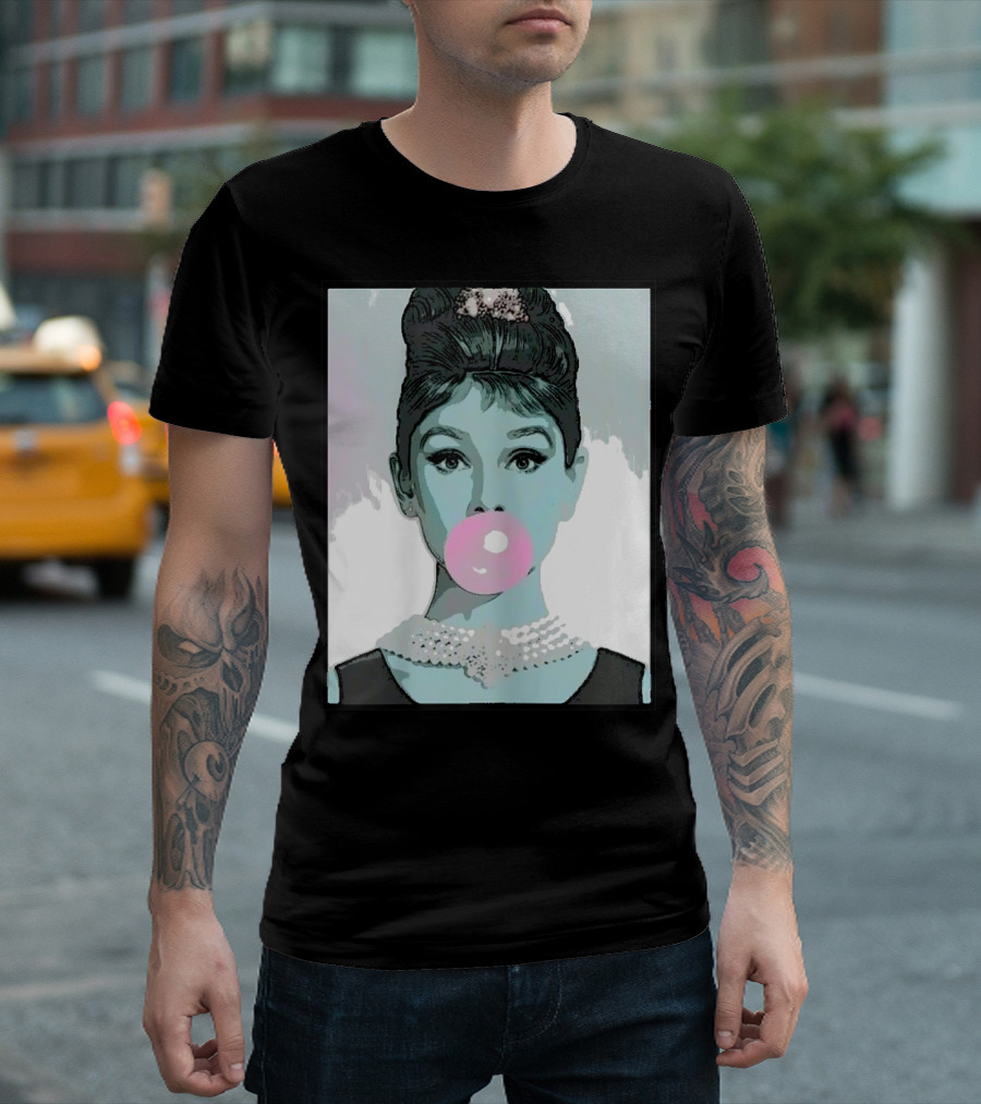 Audrey H Iconic Portrait Bubblegum Classic T-Shirt