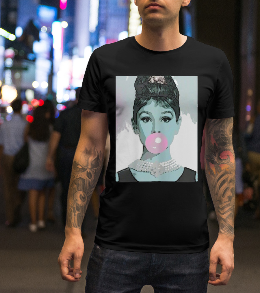 Audrey H Iconic Portrait Bubblegum Classic T-Shirt