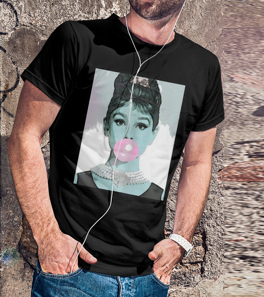 Audrey H Iconic Portrait Bubblegum Classic T-Shirt