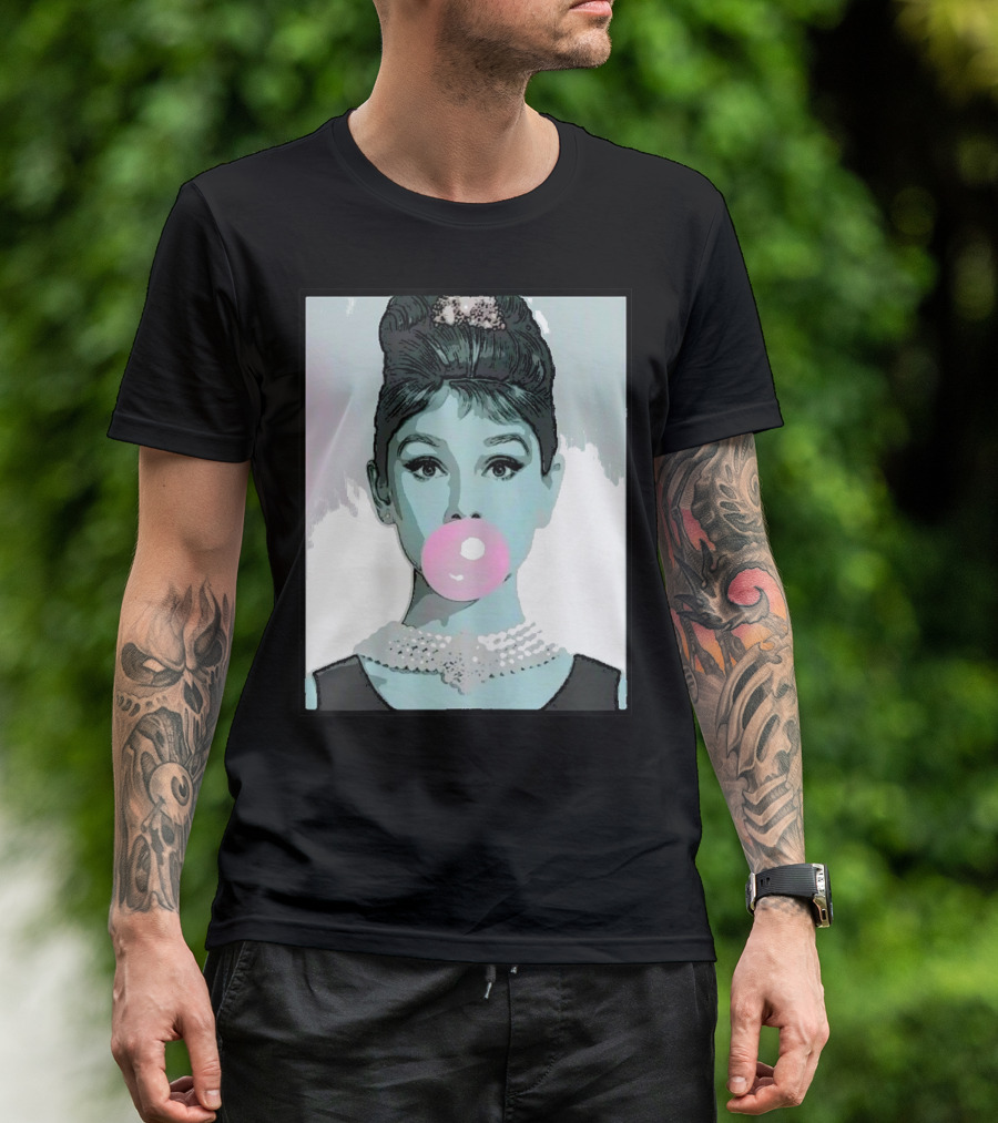 Audrey H Iconic Portrait Bubblegum Classic T-Shirt