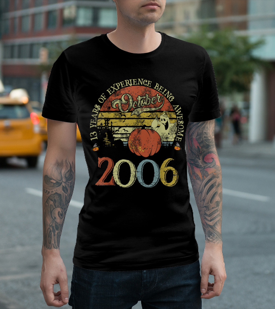 13 Years of Experience Being Awesome October 2006 Vintage Pumpkin Ghost T-Shirt