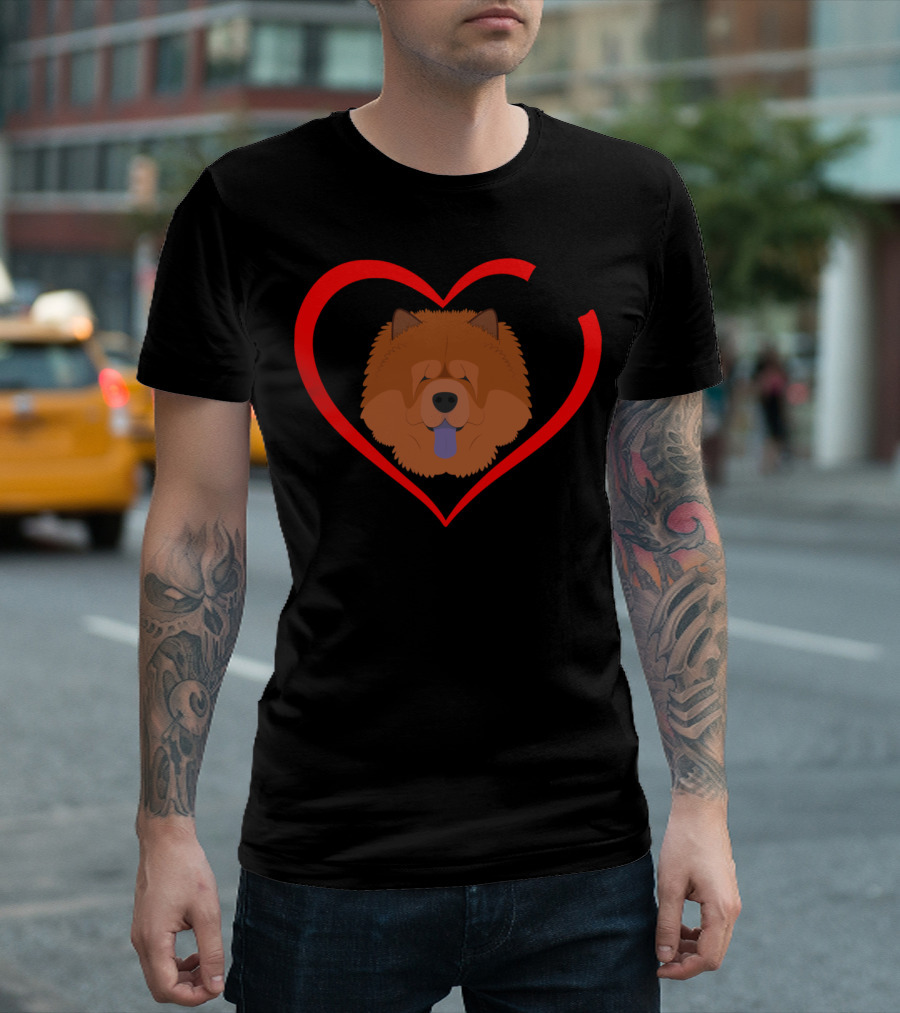 Chow Chow Heart Paw Print Graphic Dog T-Shirt
