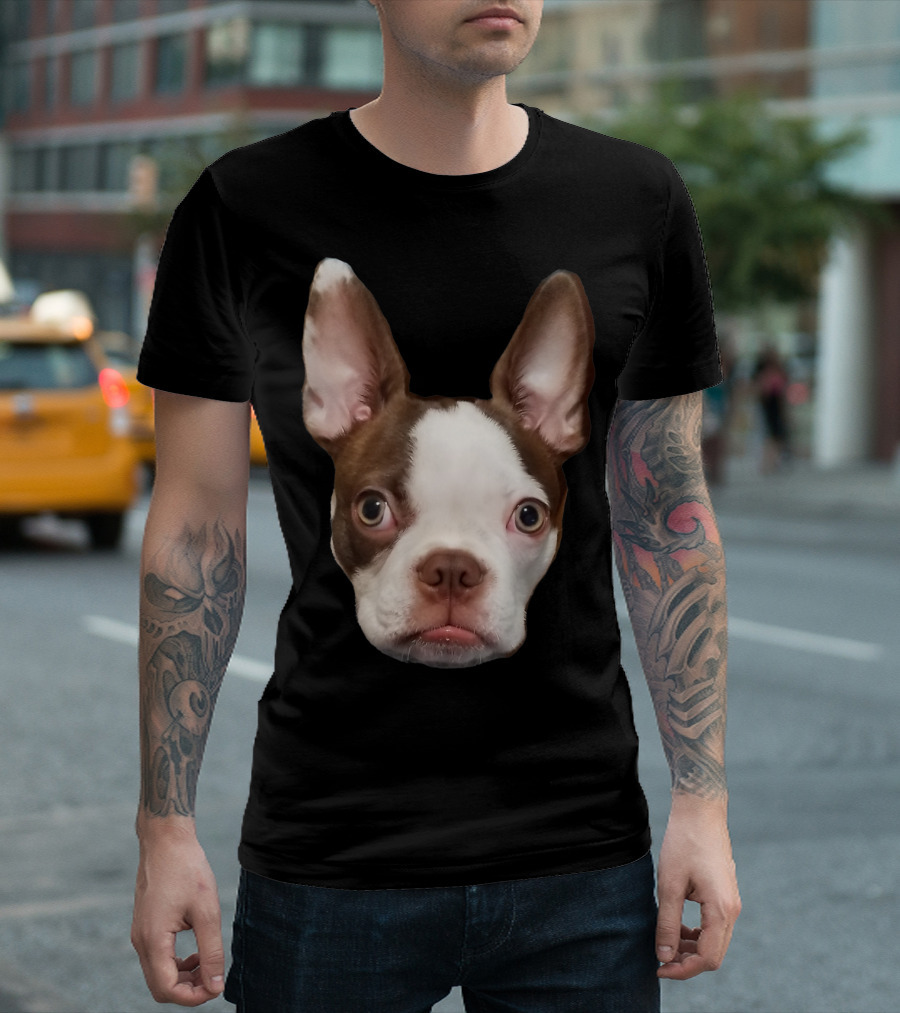 Adorable Boston Terrier Puppy Dog Face T-Shirt