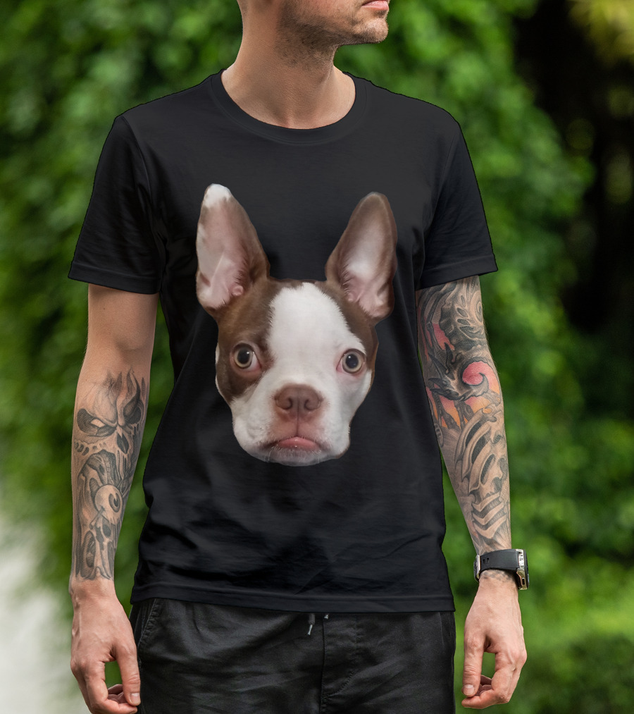 Adorable Boston Terrier Puppy Dog Face T-Shirt