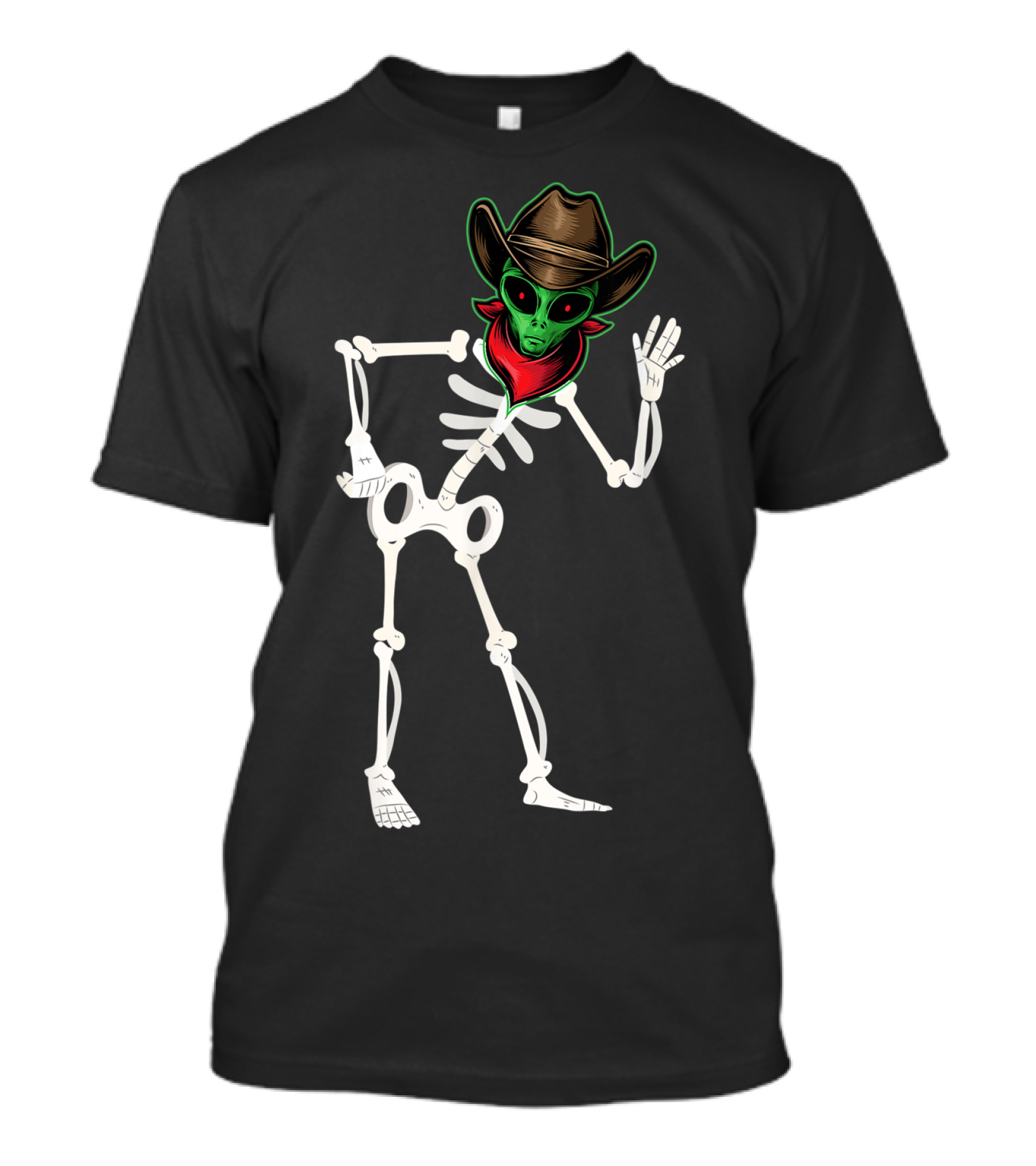 Halloween Skeleton Alien Cowboy Hat Lover T-Shirt