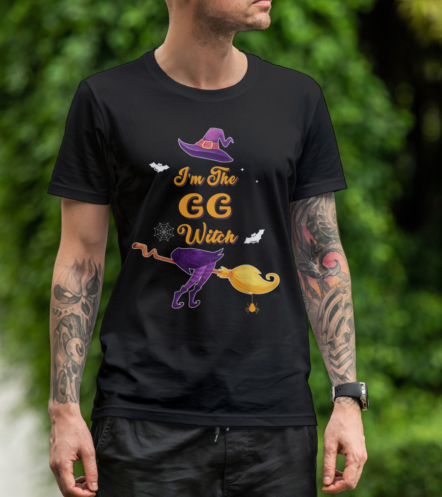 I'm The GG Witch Hat Bats Broom Spider Halloween T-Shirt