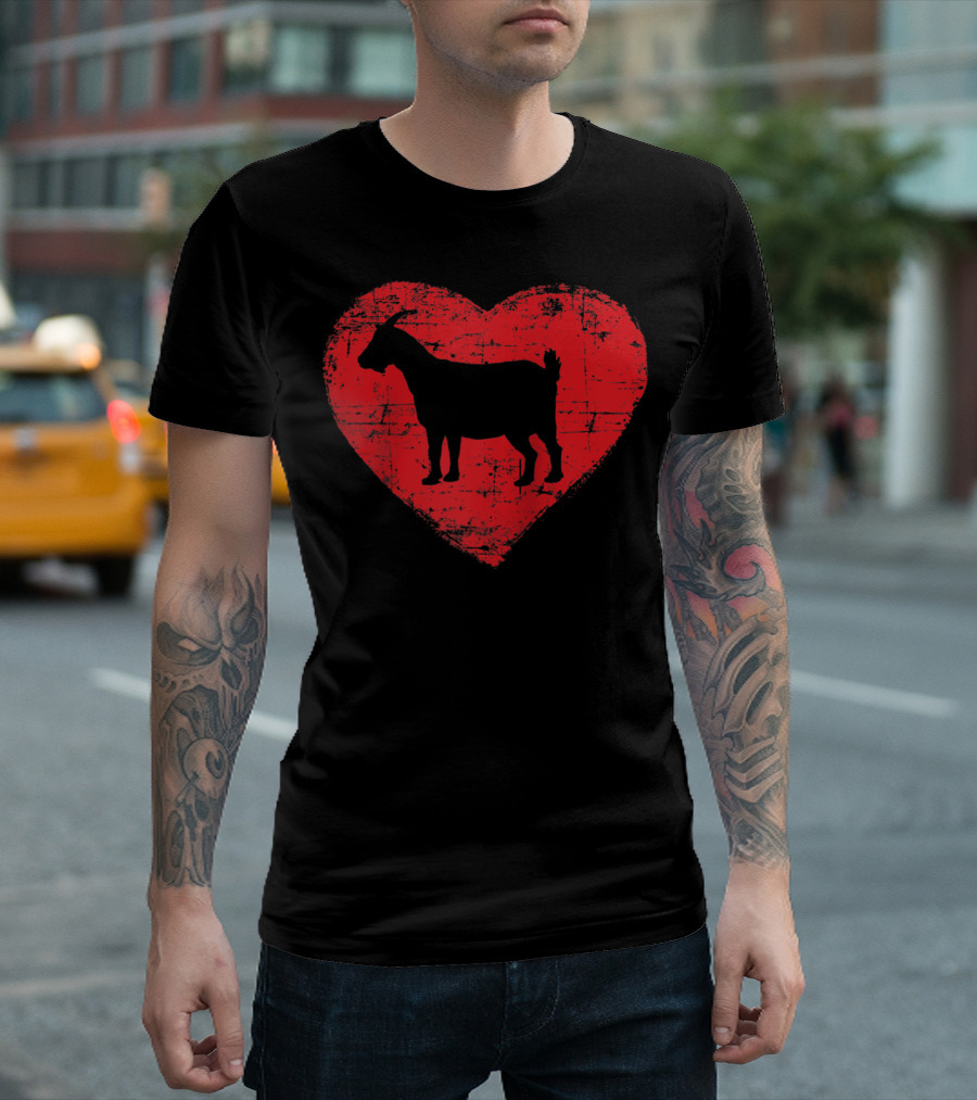 Love Goats Red Heart Pygmy Goat Raglan Baseball T-Shirt