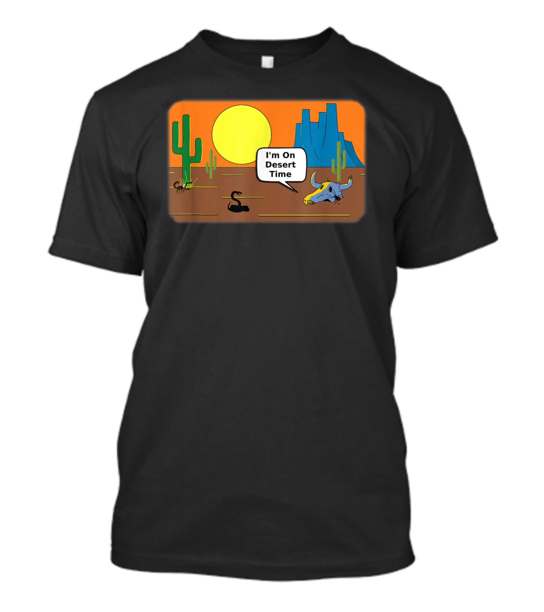 I'm On Desert Time Cactus Skull Sun Scene T-Shirt