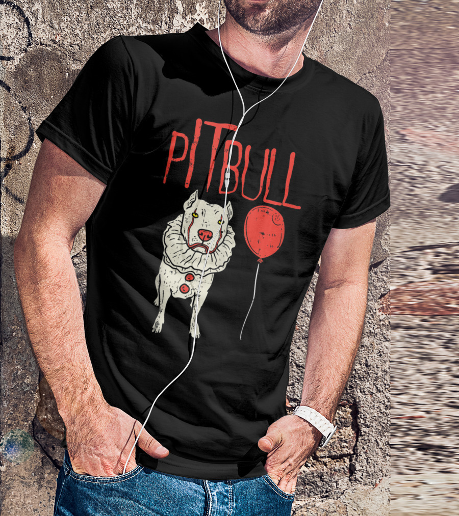 Pitbull Clown Horror Movie Parody With Red Balloon T-Shirt
