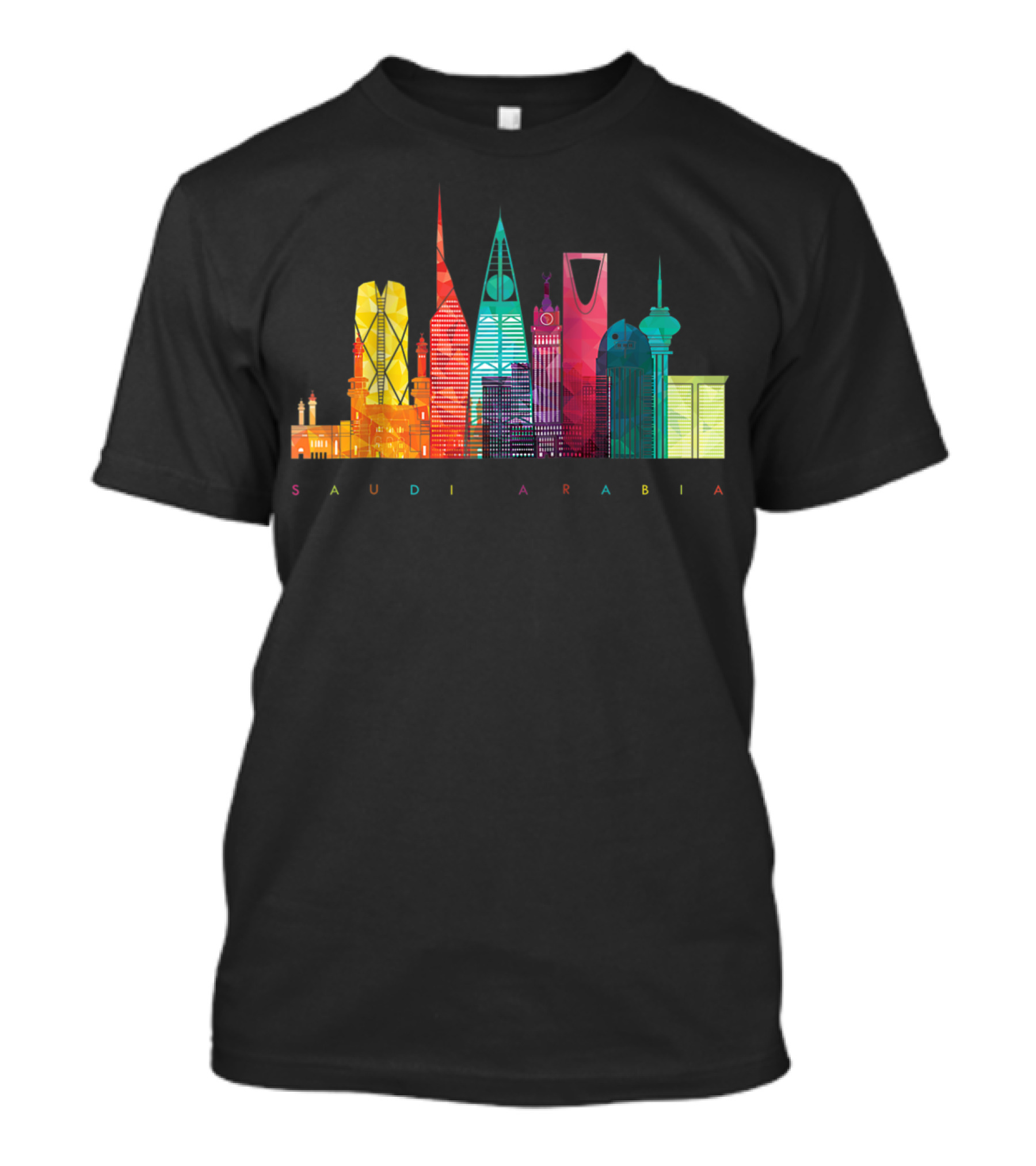 Saudi Arabia Colorful Urban Skyline Baseball Raglan T-Shirt