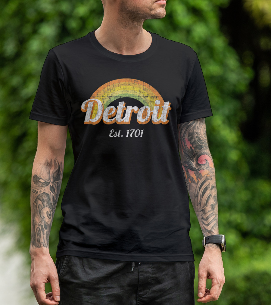 Detroit Est. 1701 Vintage Rainbow T-Shirt