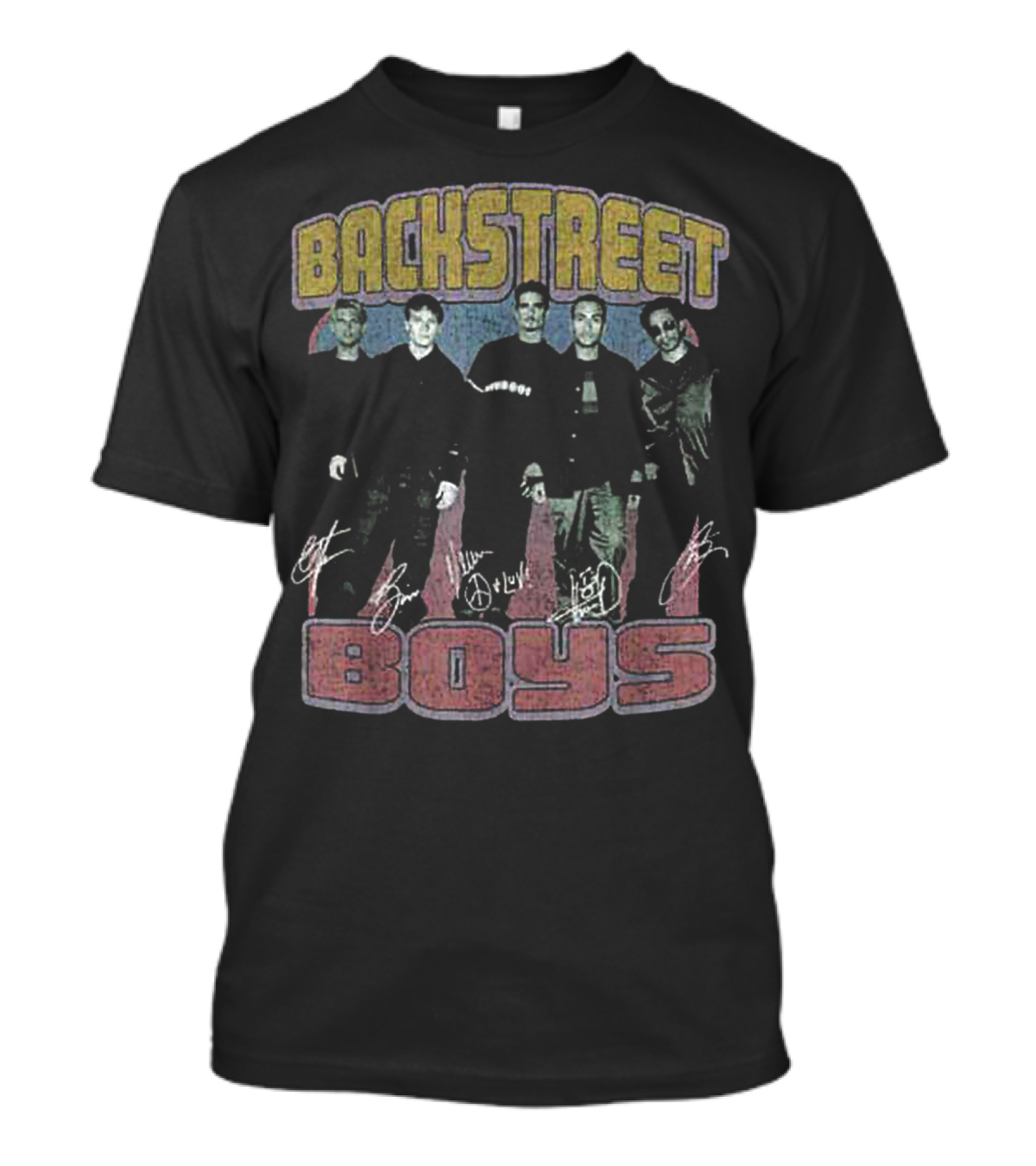 Backstreet Boys Vintage Photo With Band Member Signatures T-Shirt