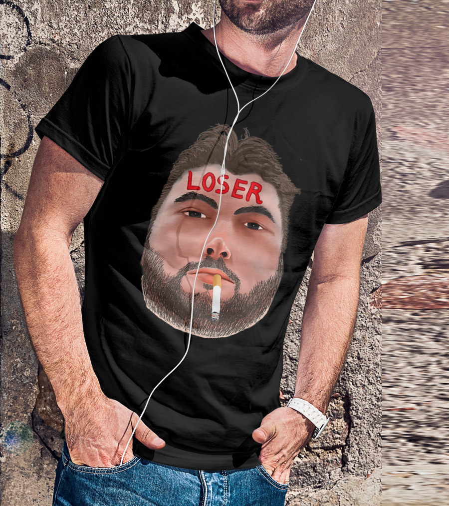Loser Bad At Fantasy Football Guy Smoking Cigarette T-Shirt