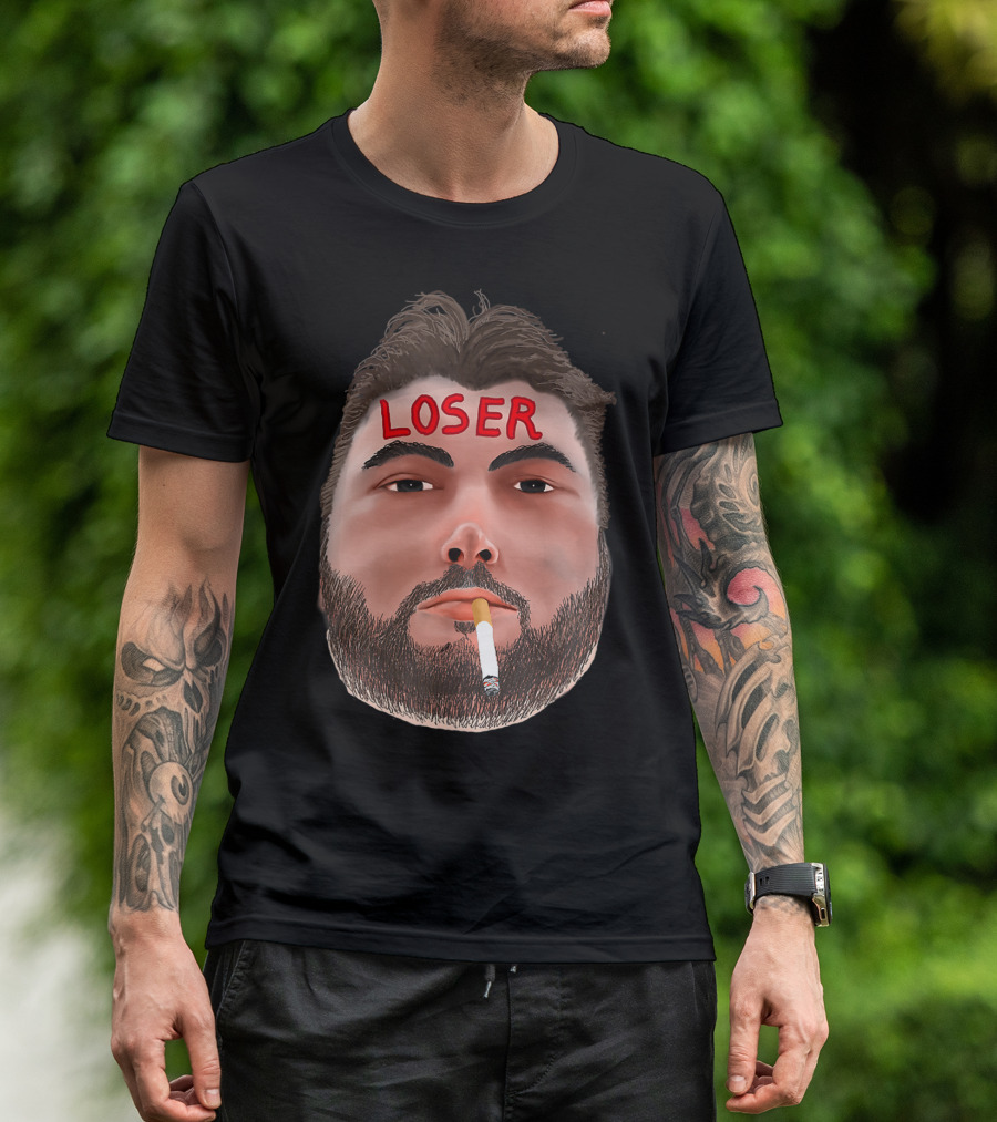 Loser Bad At Fantasy Football Guy Smoking Cigarette T-Shirt