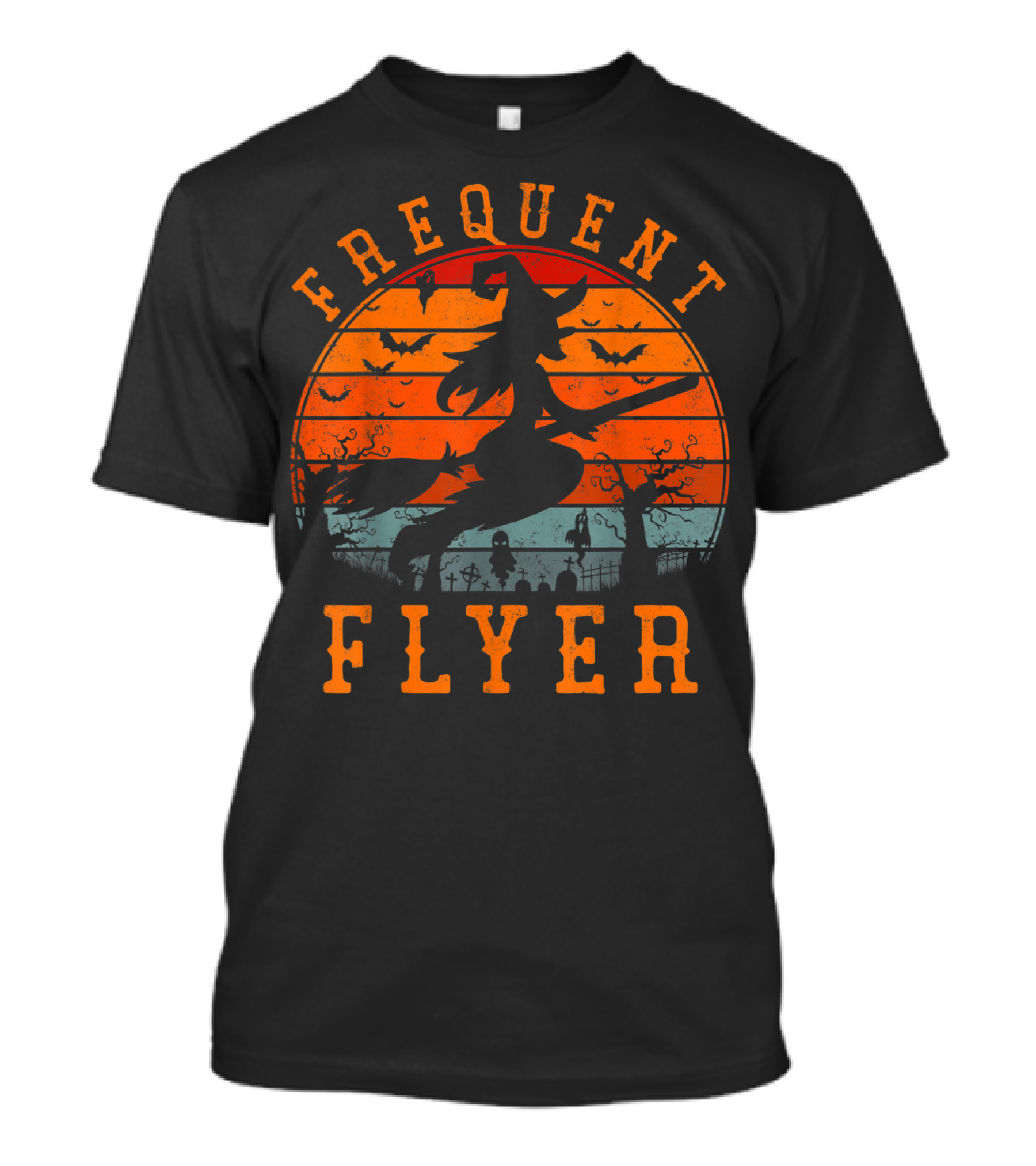Frequent Flyer Witch Halloween Bats Creepy T-Shirt