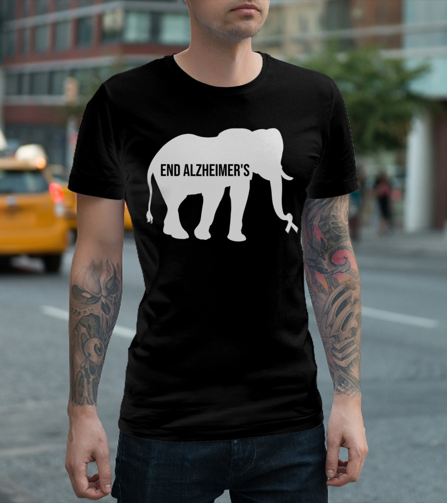 End Alzheimer's Awareness Elephant Ribbon Dementia T-Shirt