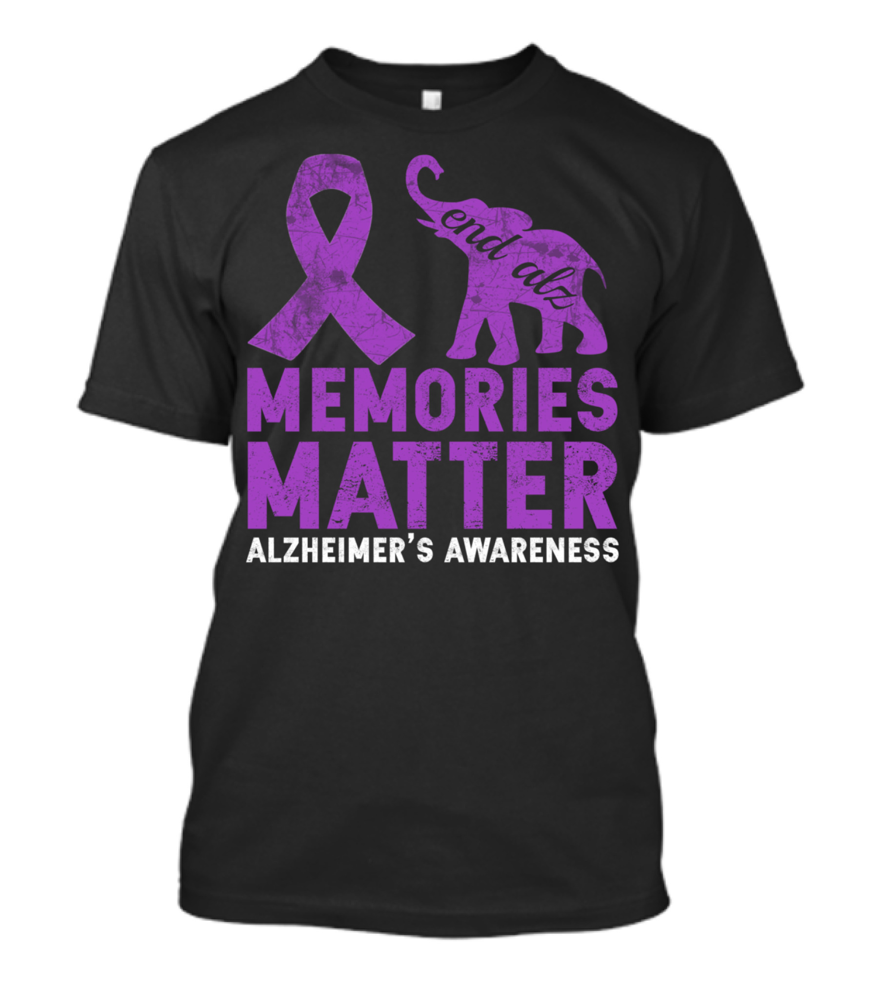 End Alz Memories Matter Purple Elephant Alzheimer's Awareness T-Shirt