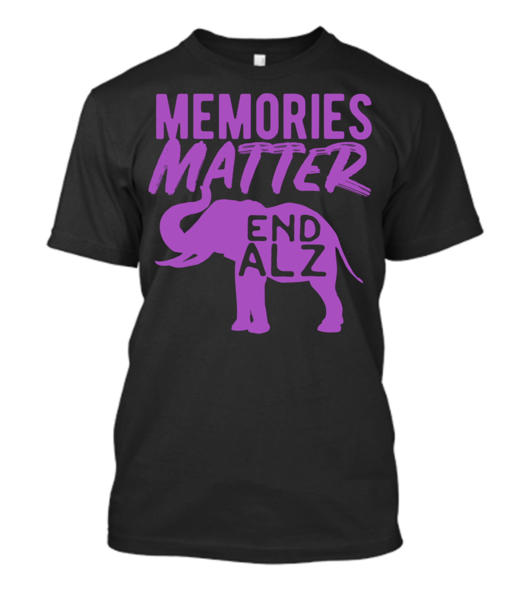 Memories Matter End ALZ Purple Elephant Alzheimer's Awareness T-Shirt