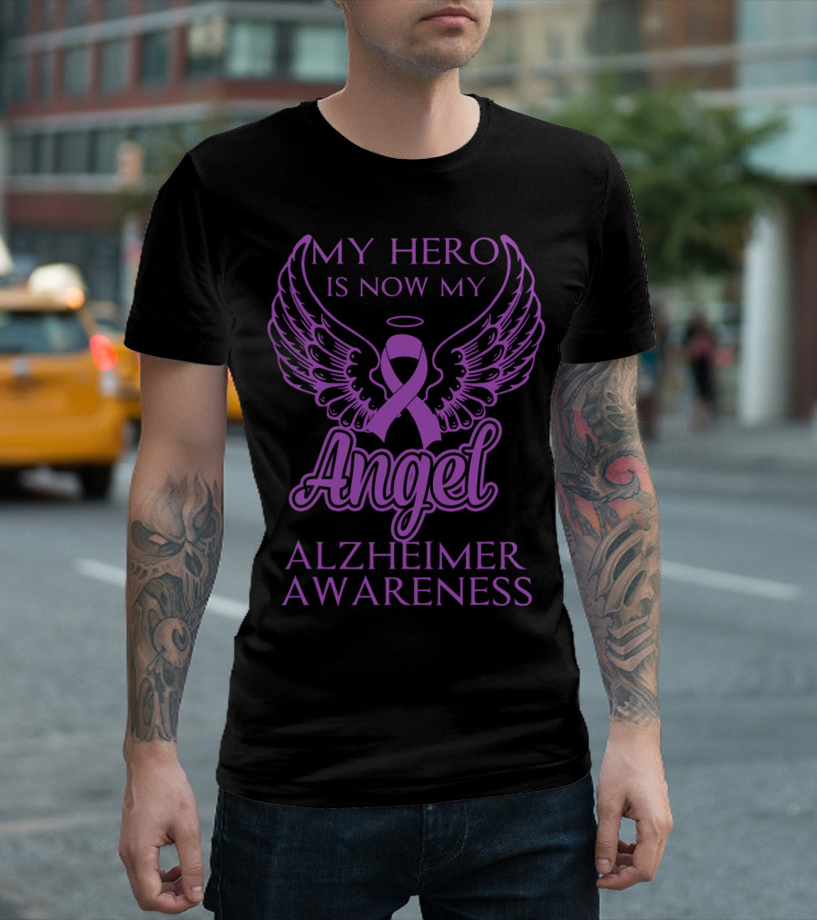 My Hero Is Now My Angel Alzheimer Awareness T-Shirt