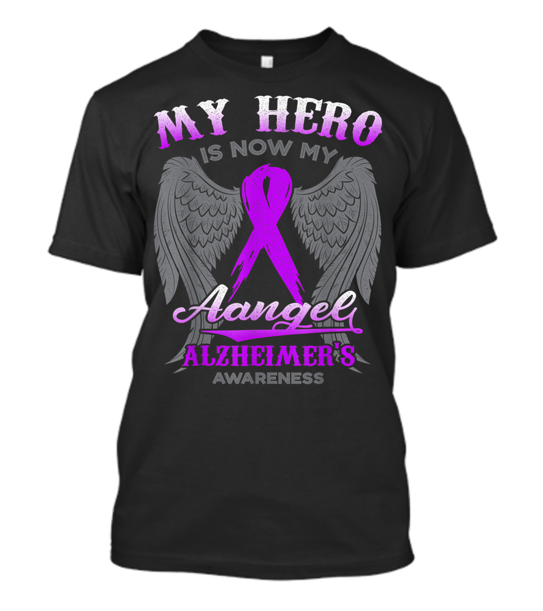 My Hero Is Now My Angel Alzheimer's Awareness Wings Purple T-Shirt