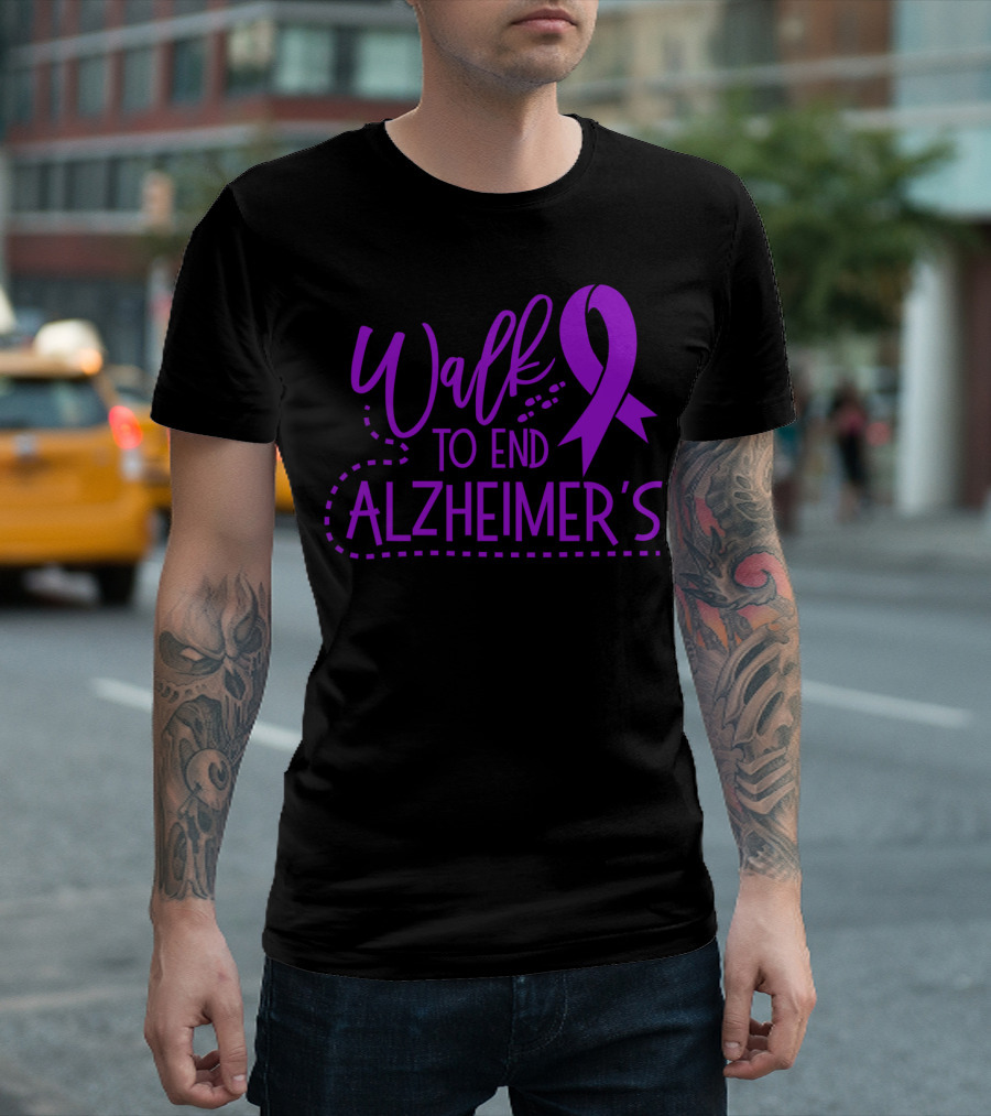 Walk To End Alzheimer's Purple Ribbon Awareness T-Shirt