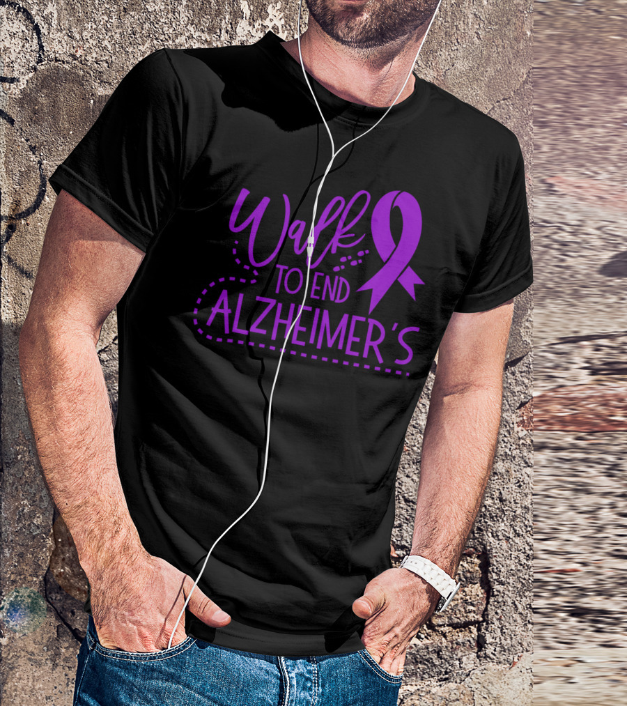 Walk To End Alzheimer's Purple Ribbon Awareness T-Shirt