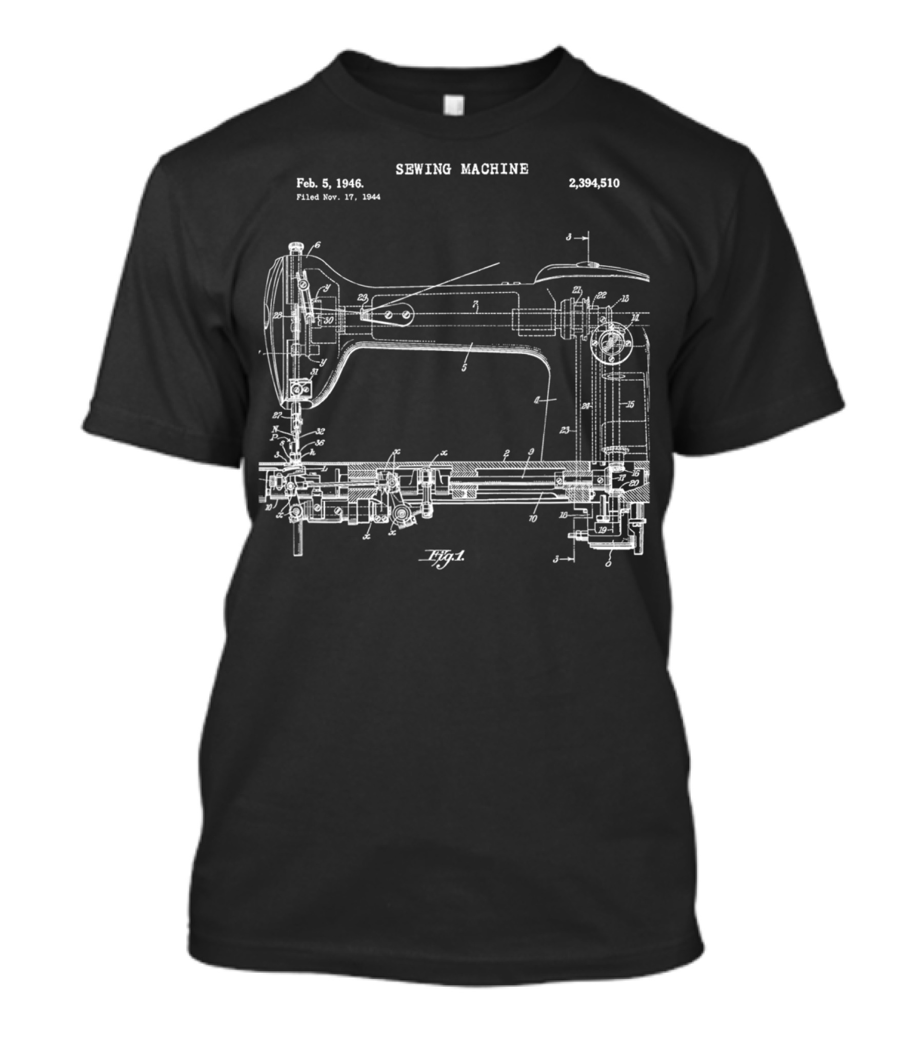 Feb 5 1946 Sewing Machine Patent Blueprint 2394510 T-Shirt