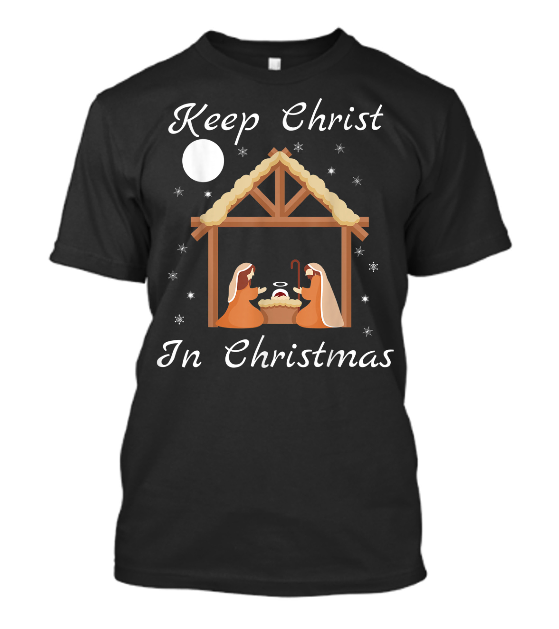Keep Christ In Christmas Nativity Scene Funny Jesus Christian T-Shirt