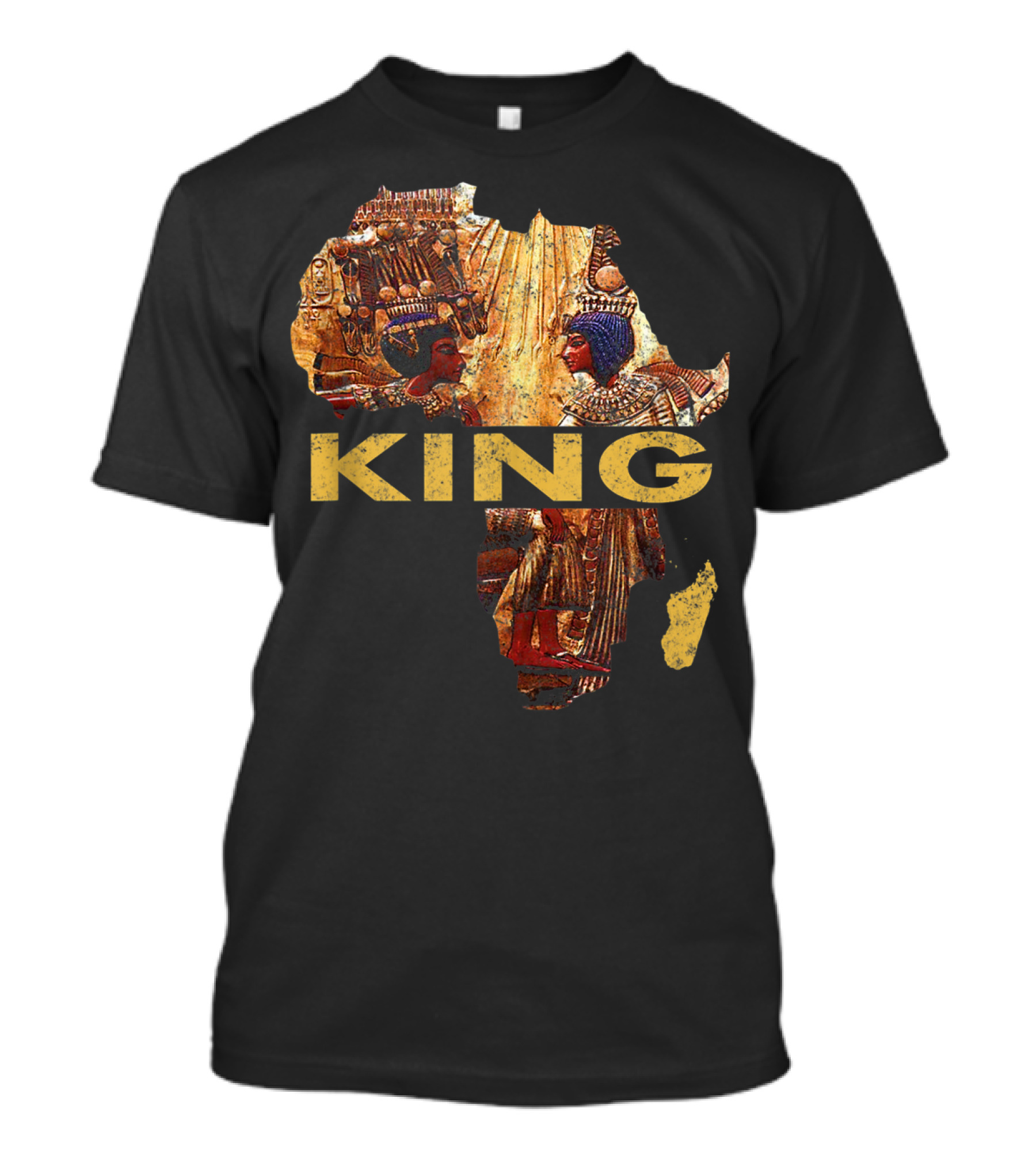 King Husband Man With Egyptian African Couple Map T-Shirt
