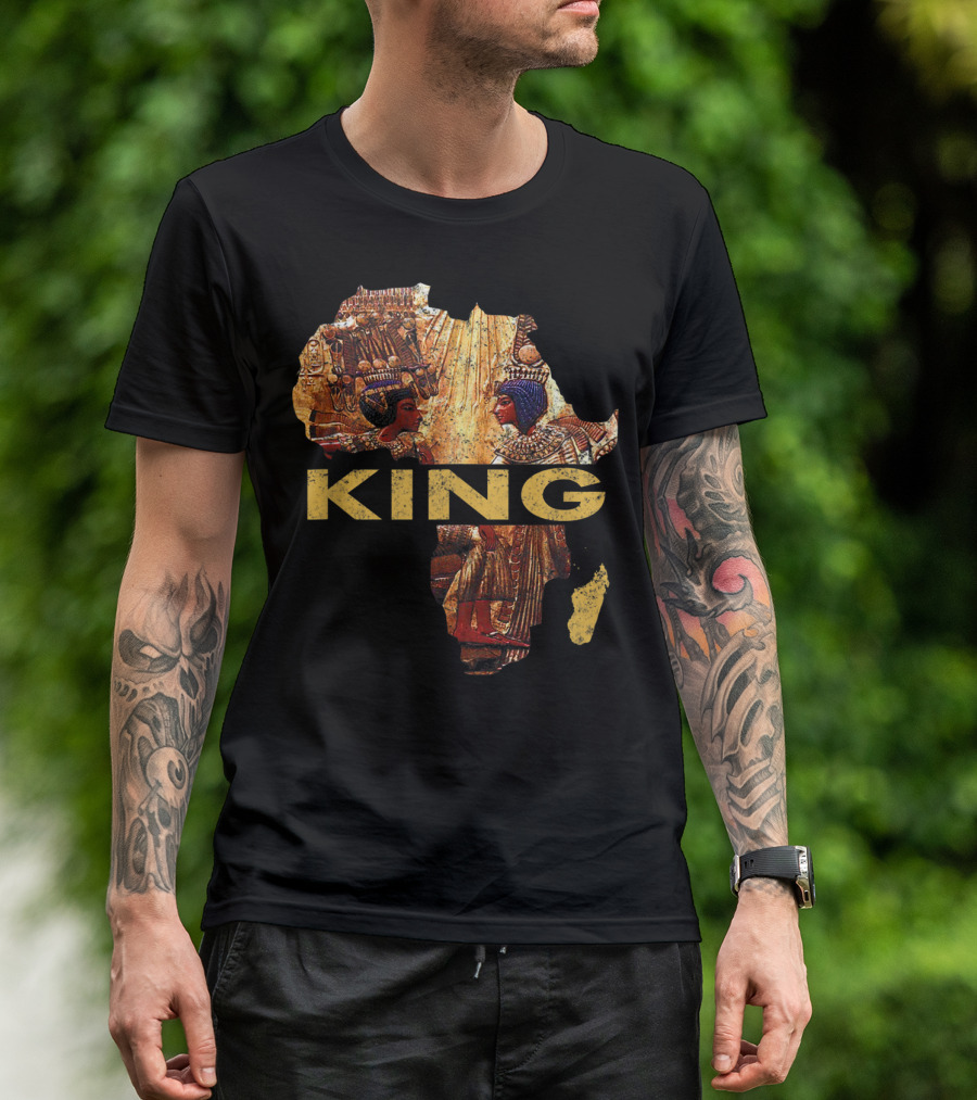 King Husband Man With Egyptian African Couple Map T-Shirt