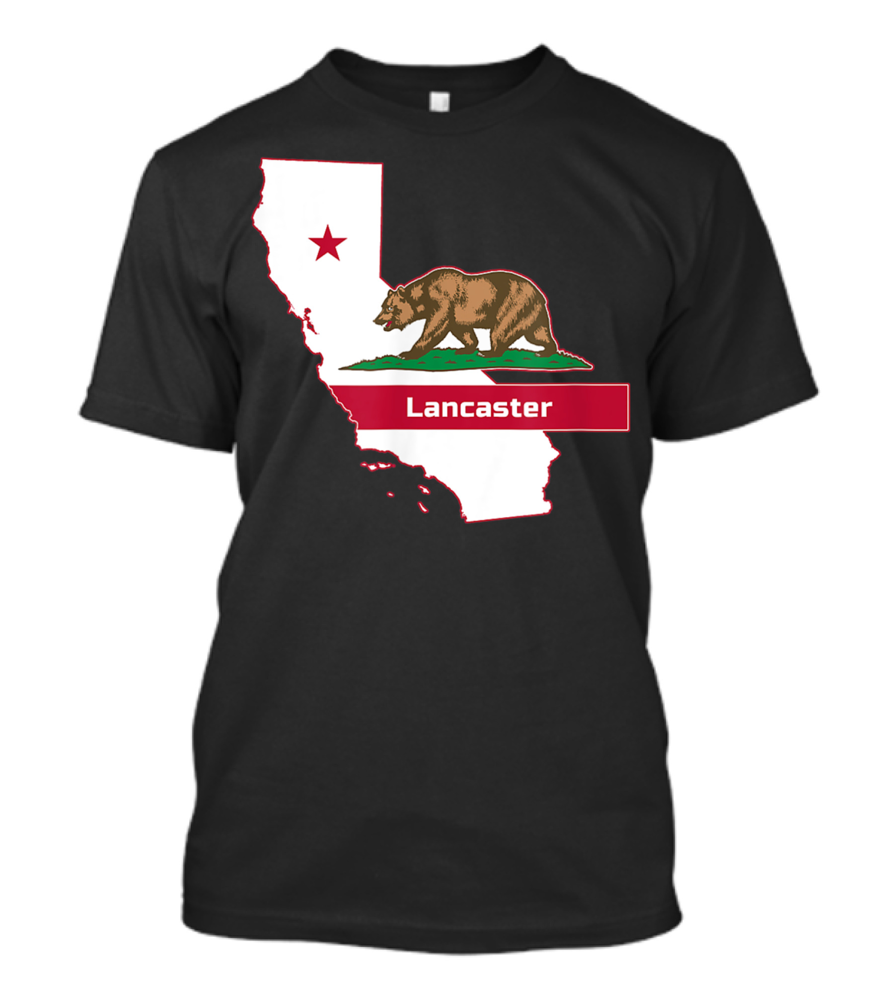Lancaster Bear California State Flag Map T-Shirt