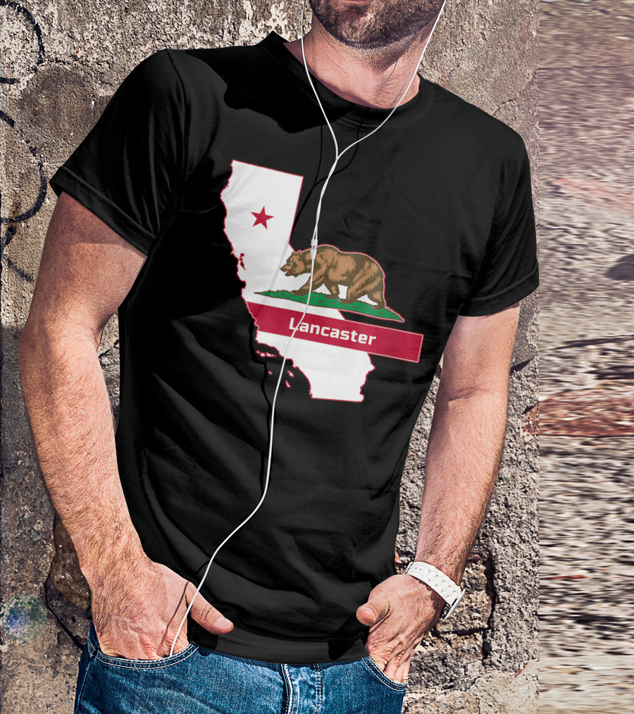 Lancaster Bear California State Flag Map T-Shirt
