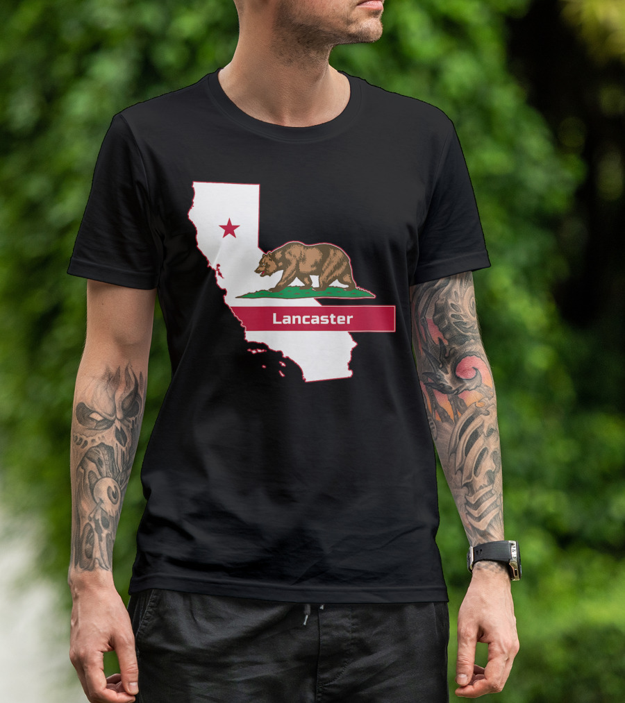 Lancaster Bear California State Flag Map T-Shirt