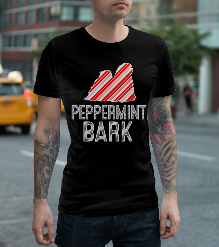 Lhasa Apso Peppermint Bark Christmas Dog Lovers T-Shirt