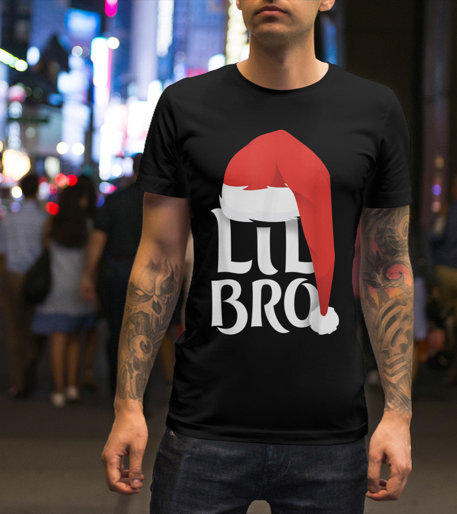 Lil Bro Santa Hat Holiday Fun T-Shirt