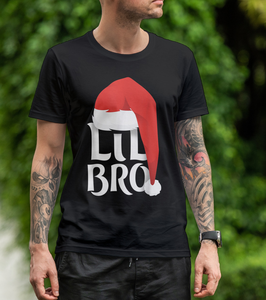 Lil Bro Santa Hat Holiday Fun T-Shirt