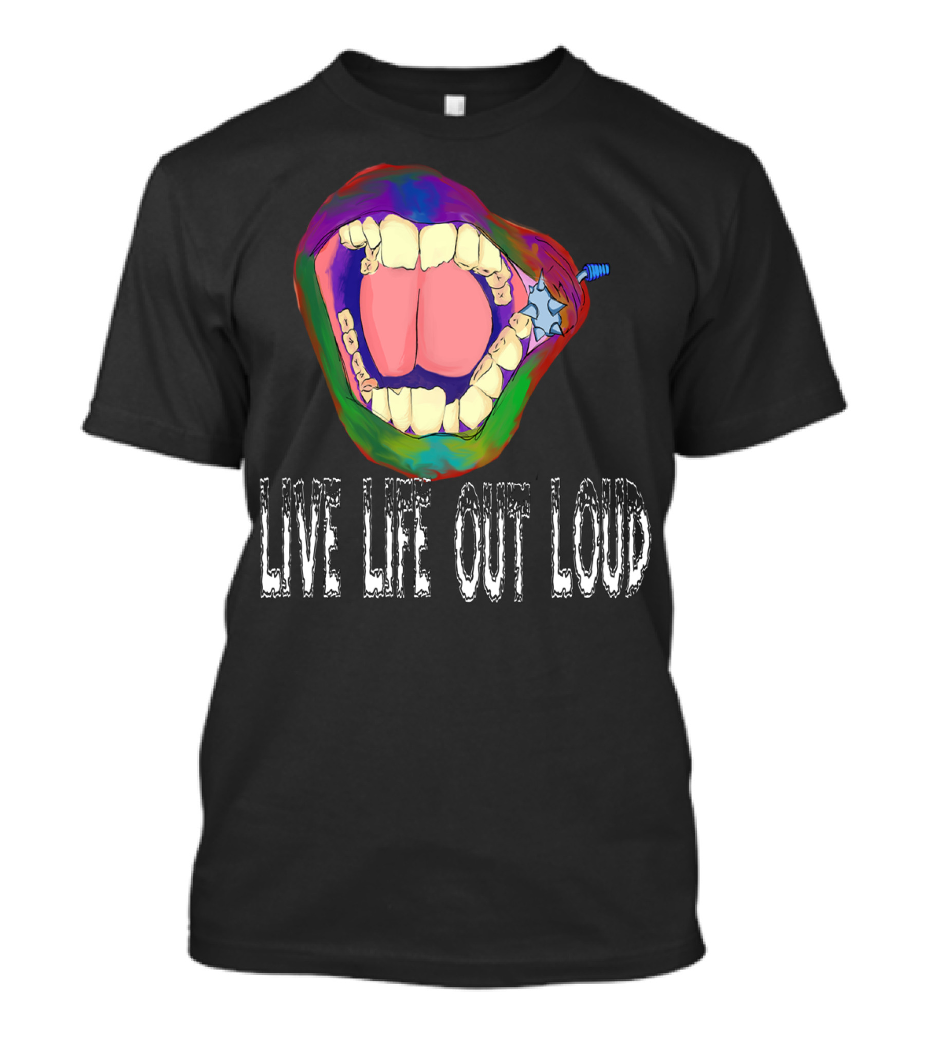LIVE LIFE OUT LOUD Rainbow Teeth Scream T-Shirt