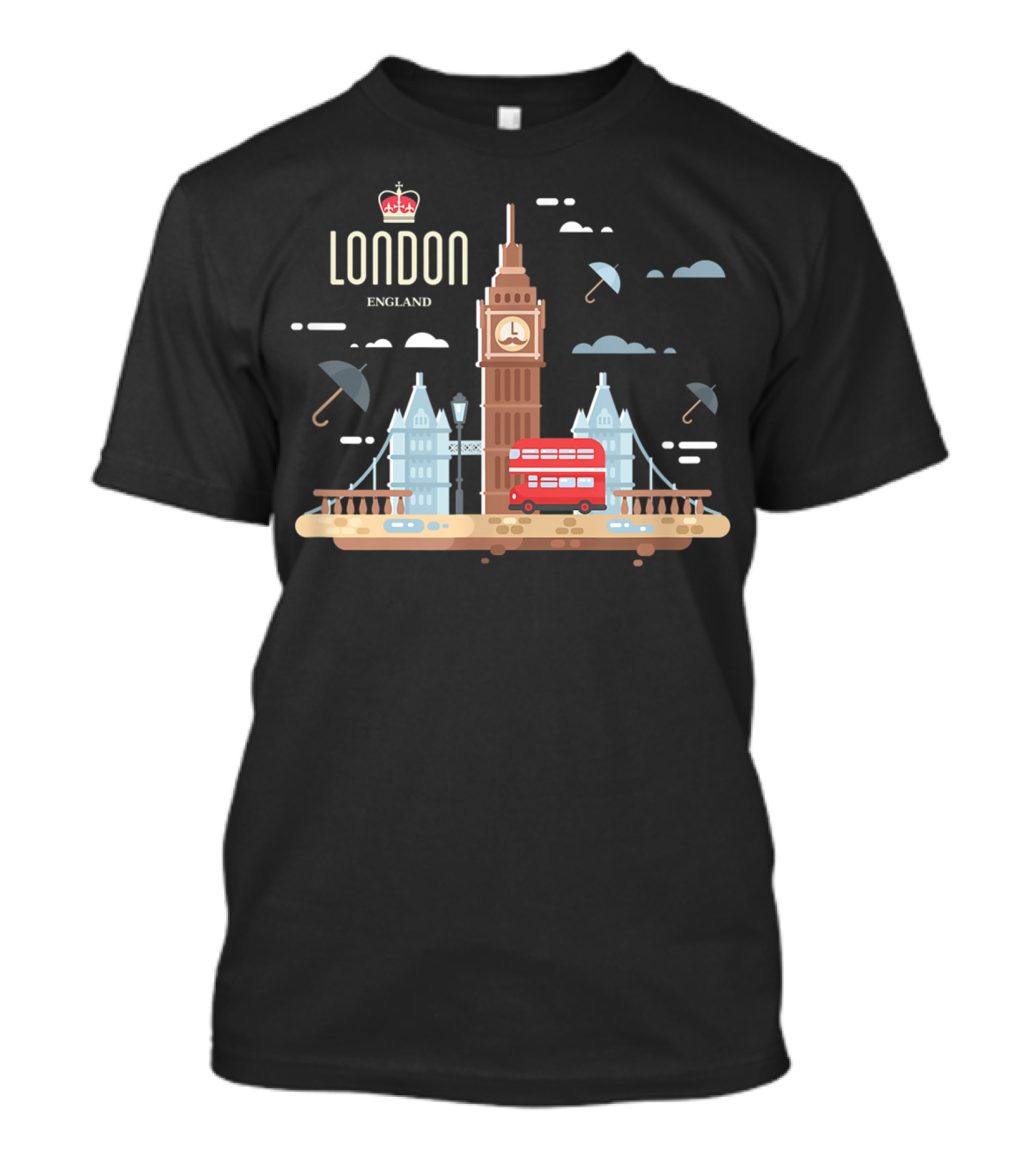London England Big Ben And British Double Decker Bus UK T-Shirt